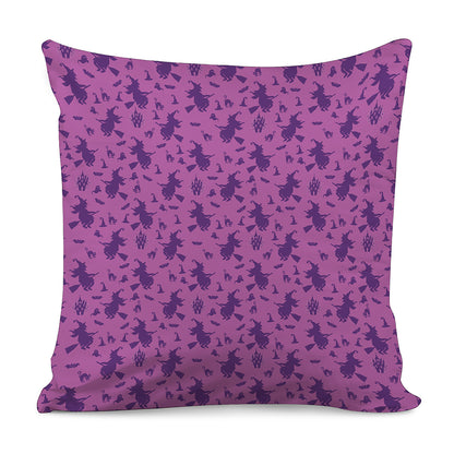 Purple Halloween Witch Pattern Print Pillow Cover