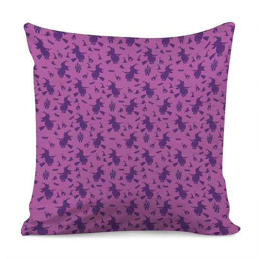 Purple Halloween Witch Pattern Print Pillow Cover
