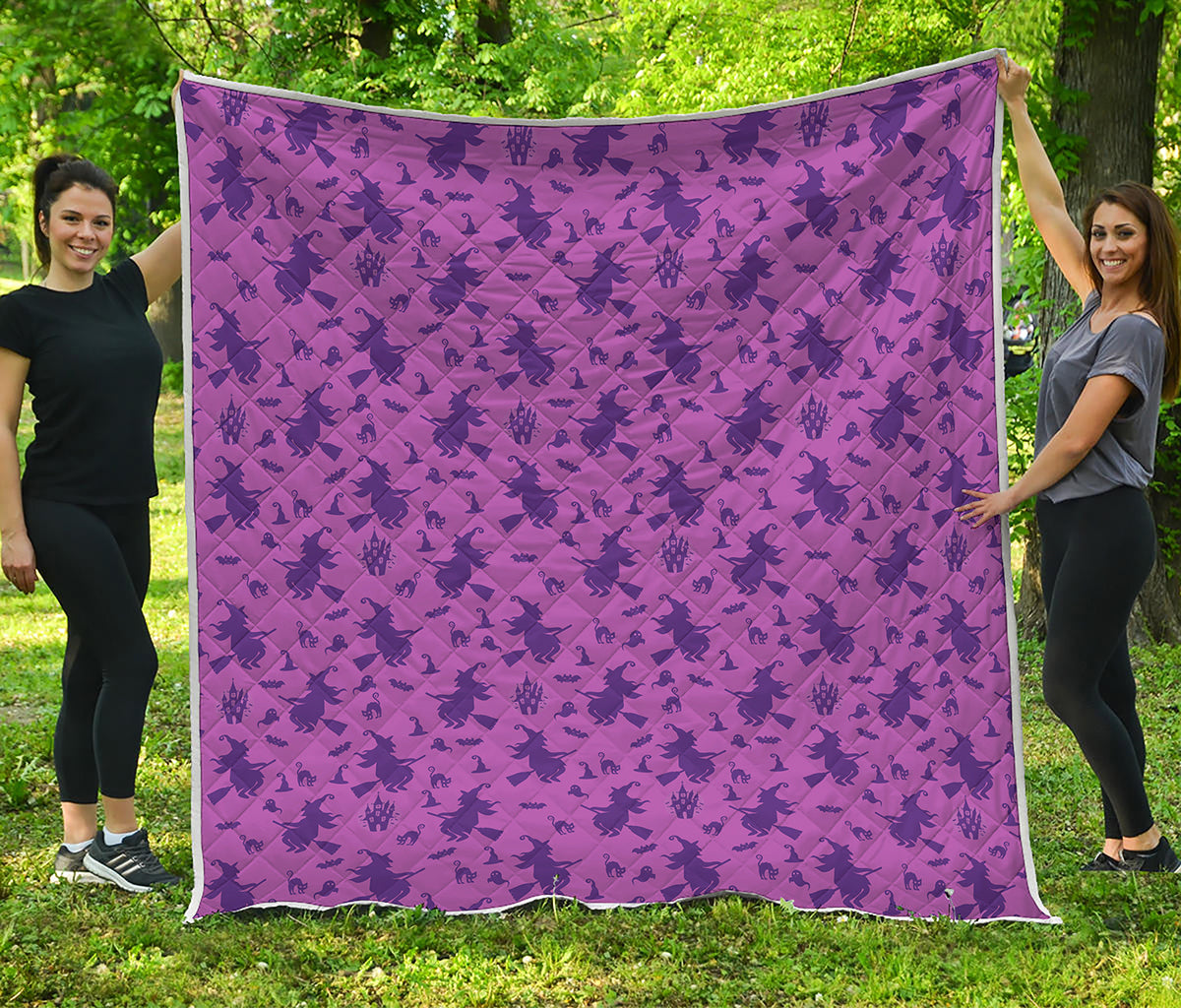 Purple Halloween Witch Pattern Print Quilt