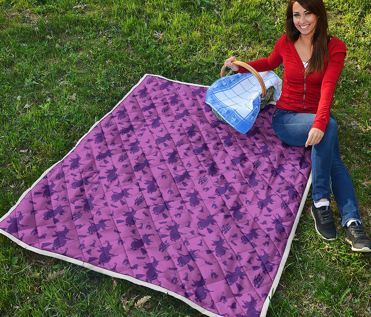 Purple Halloween Witch Pattern Print Quilt