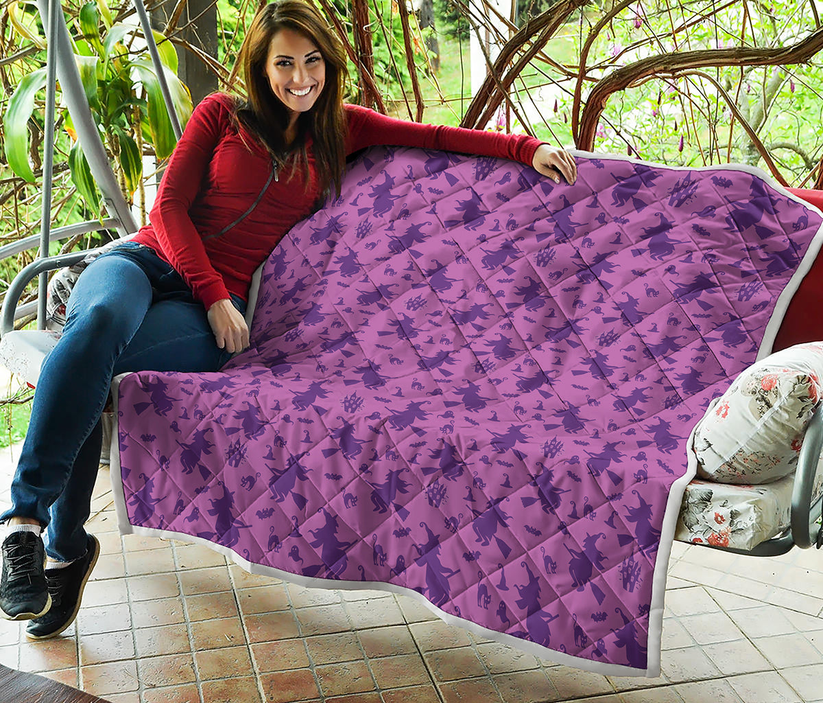 Purple Halloween Witch Pattern Print Quilt