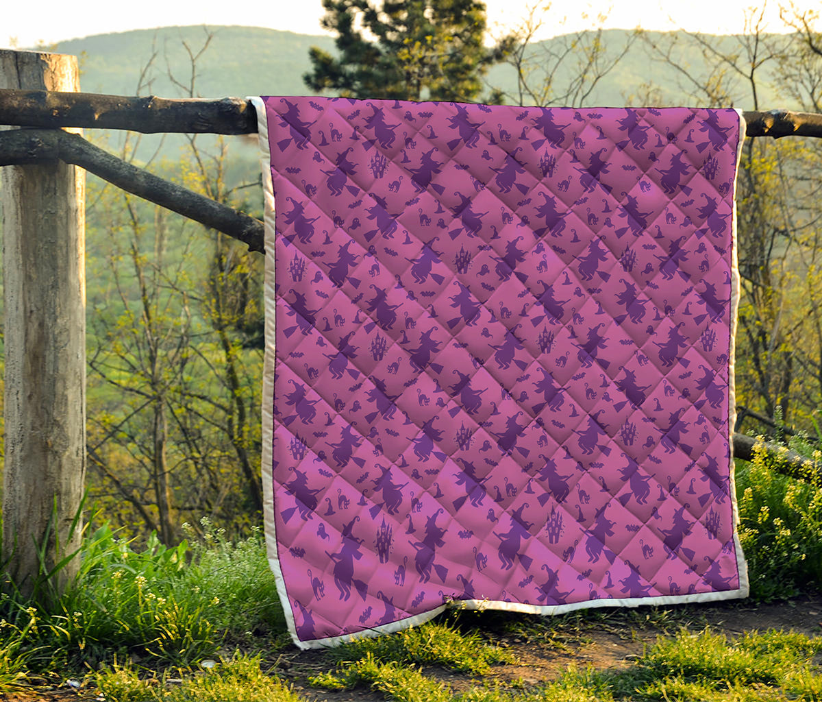 Purple Halloween Witch Pattern Print Quilt