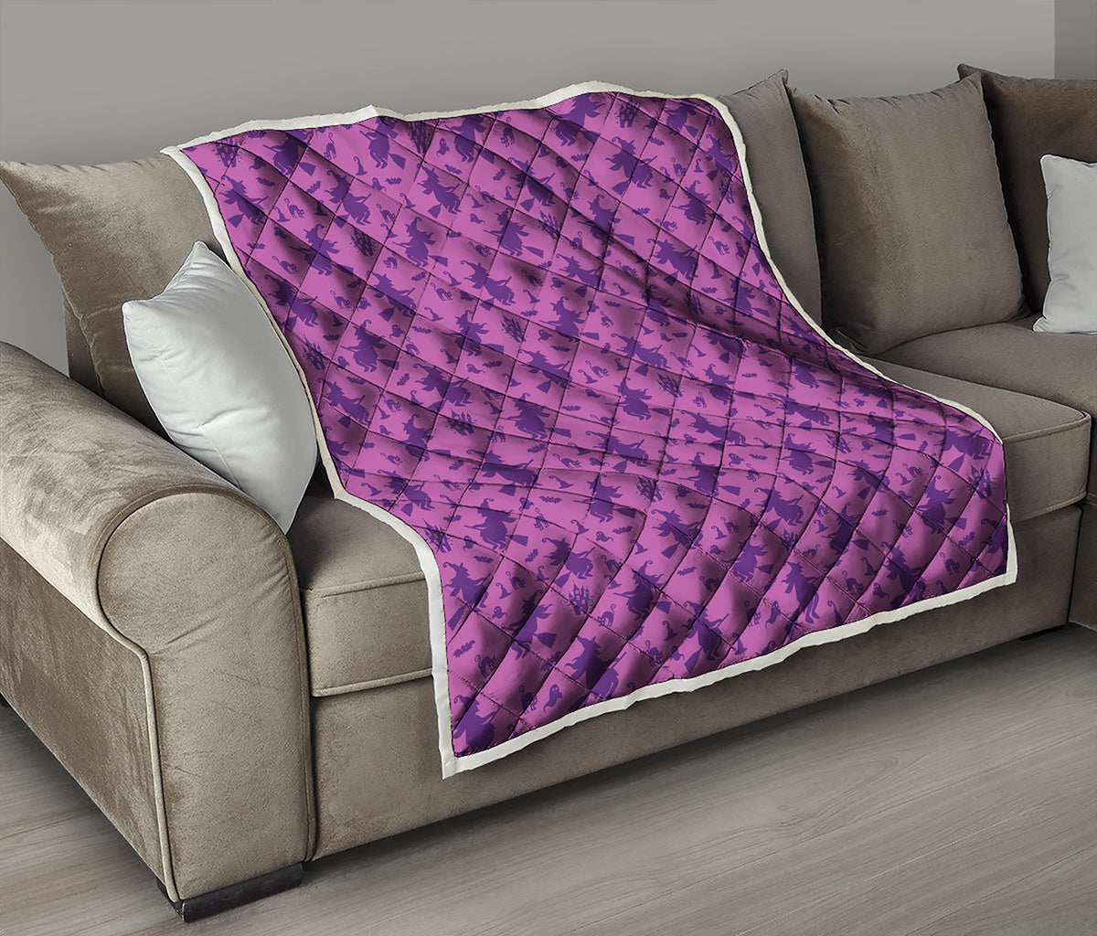 Purple Halloween Witch Pattern Print Quilt