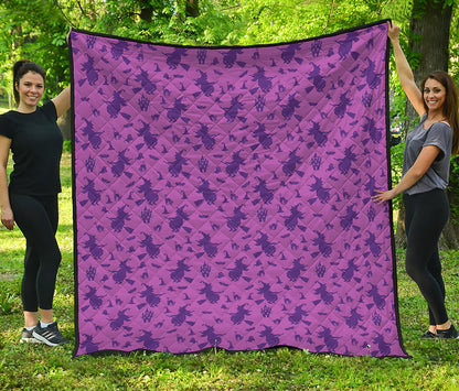Purple Halloween Witch Pattern Print Quilt