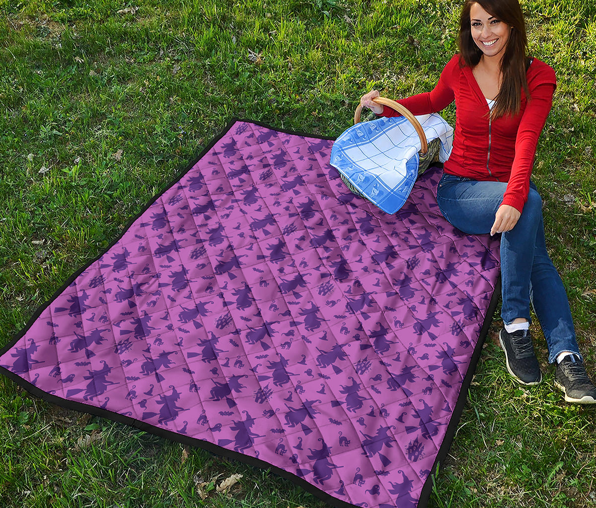 Purple Halloween Witch Pattern Print Quilt