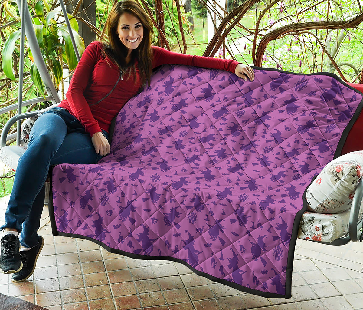 Purple Halloween Witch Pattern Print Quilt