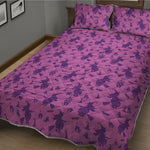 Purple Halloween Witch Pattern Print Quilt Bed Set