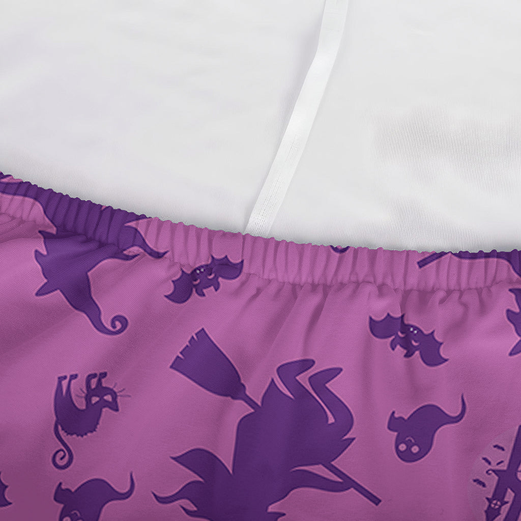 Purple Halloween Witch Pattern Print Sofa Cover