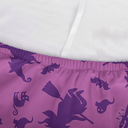Purple Halloween Witch Pattern Print Sofa Cover