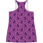 Purple Halloween Witch Pattern Print Women's Racerback Tank Top