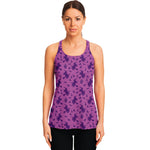 Purple Halloween Witch Pattern Print Women's Racerback Tank Top