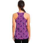 Purple Halloween Witch Pattern Print Women's Racerback Tank Top