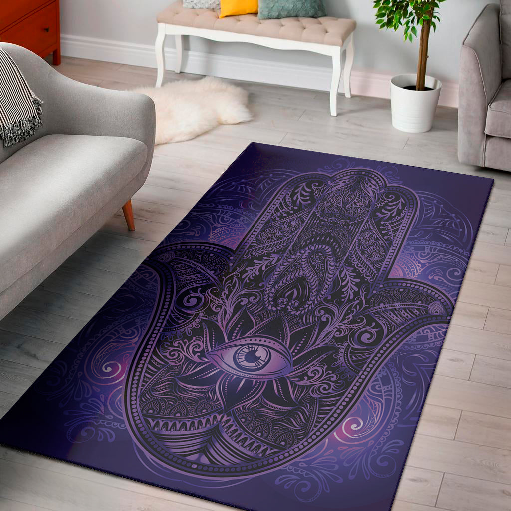 Purple Hamsa Hand Print Area Rug