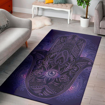 Purple Hamsa Hand Print Area Rug