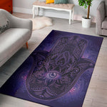 Purple Hamsa Hand Print Area Rug