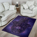 Purple Hamsa Hand Print Area Rug
