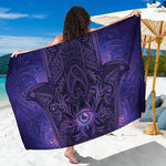 Purple Hamsa Hand Print Beach Sarong Wrap