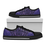 Purple Hamsa Hand Print Black Low Top Shoes 