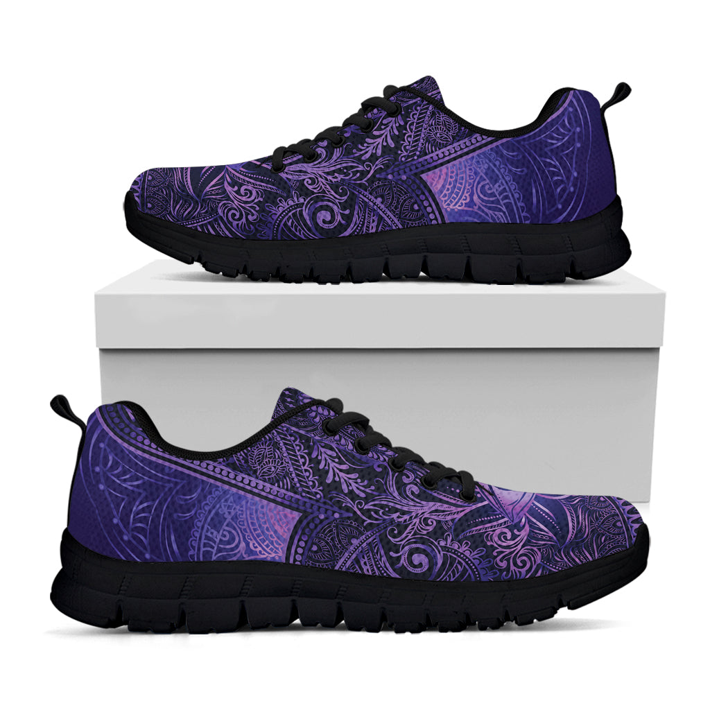 Purple Hamsa Hand Print Black Sneakers