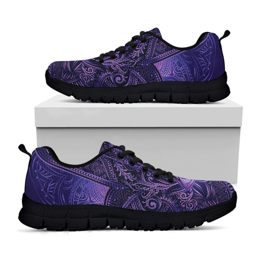 Purple Hamsa Hand Print Black Sneakers