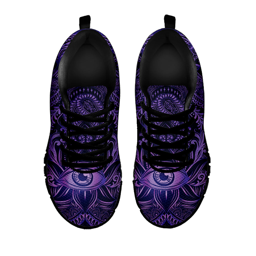 Purple Hamsa Hand Print Black Sneakers