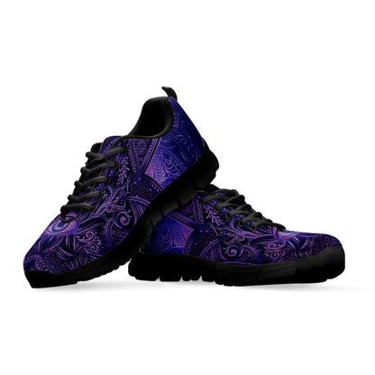 Purple Hamsa Hand Print Black Sneakers