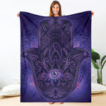 Purple Hamsa Hand Print Blanket