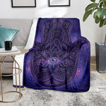 Purple Hamsa Hand Print Blanket