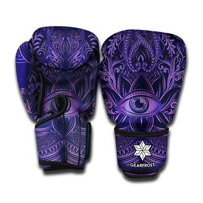 Purple Hamsa Hand Print Boxing Gloves