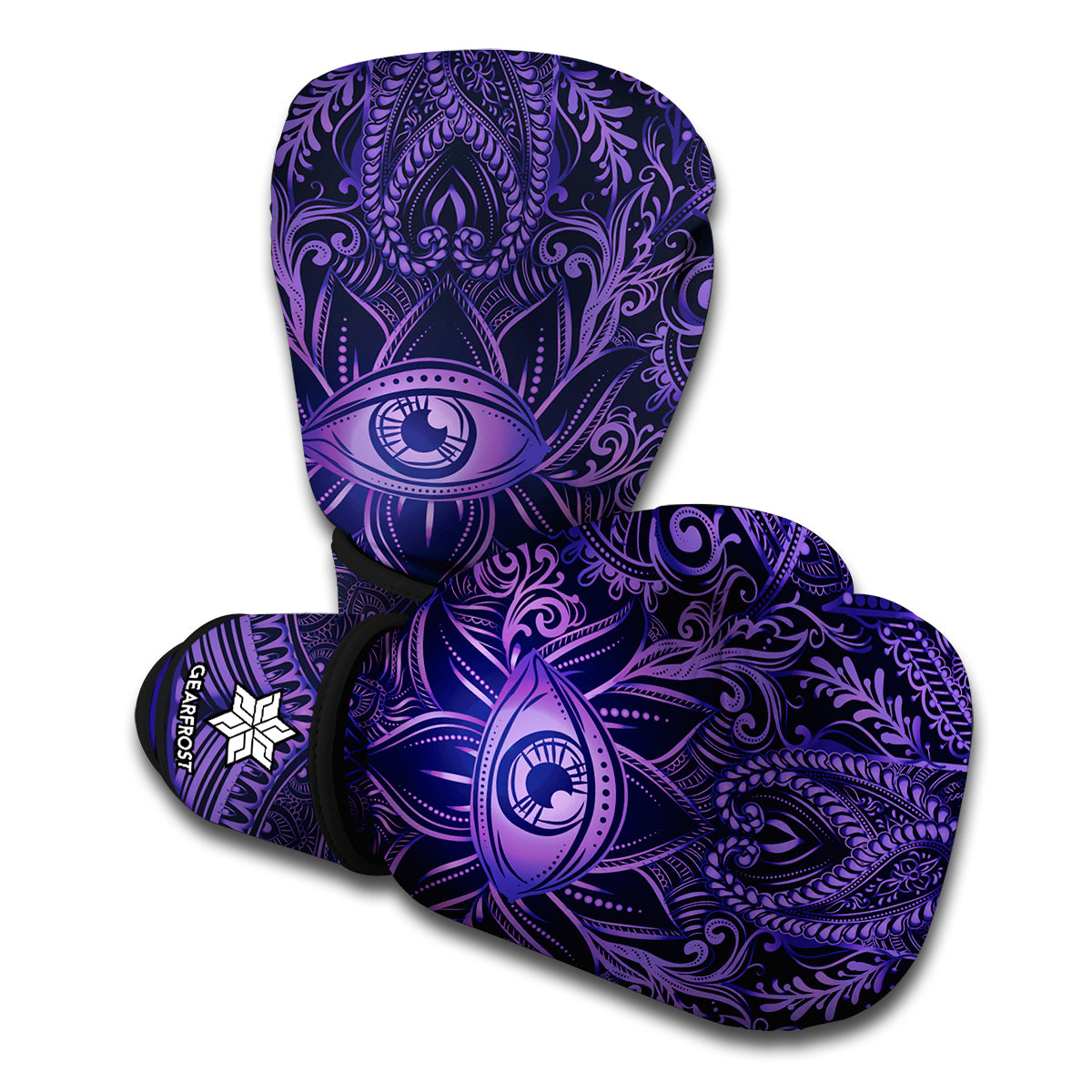 Purple Hamsa Hand Print Boxing Gloves