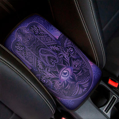 Purple Hamsa Hand Print Car Center Console Cover