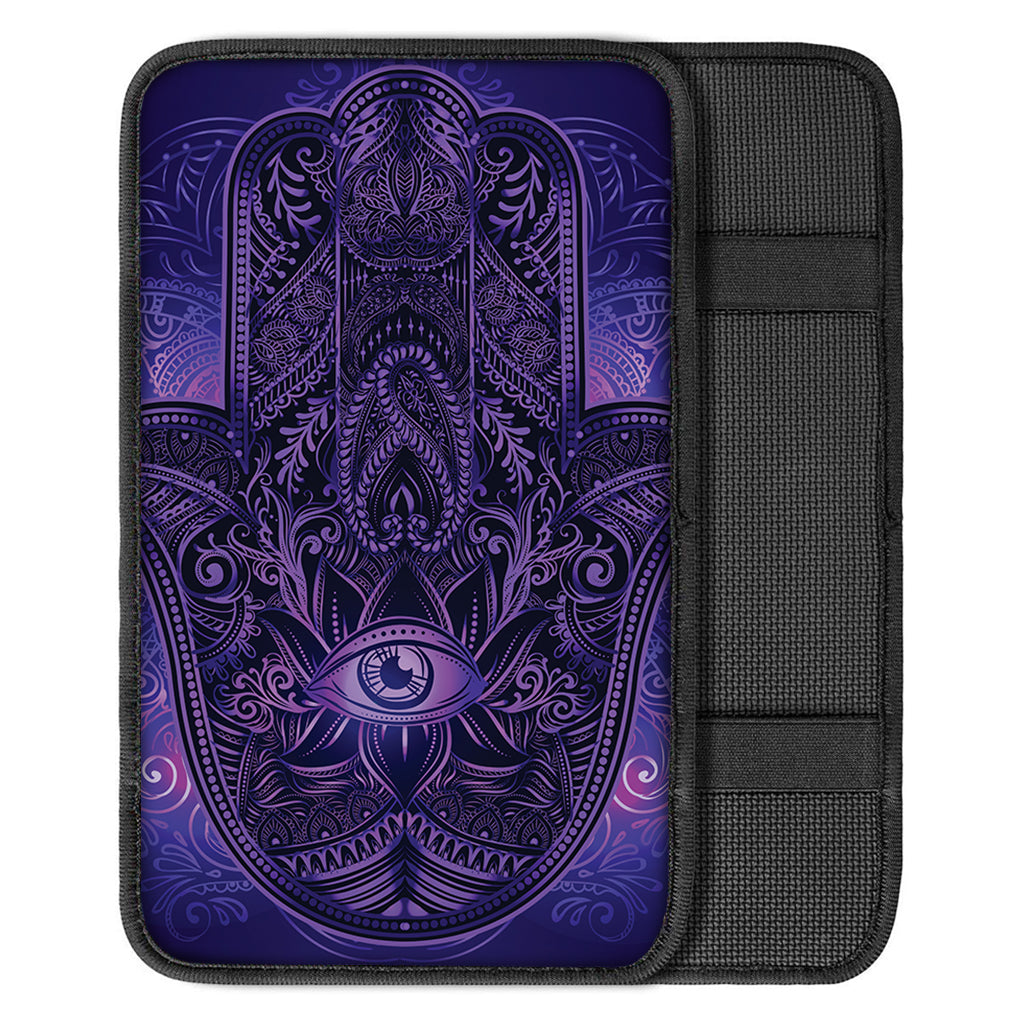 Purple Hamsa Hand Print Car Center Console Cover
