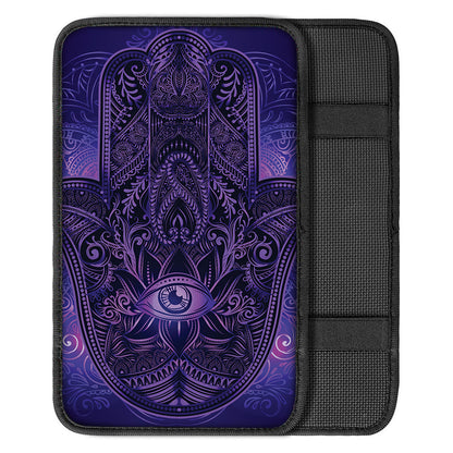 Purple Hamsa Hand Print Car Center Console Cover