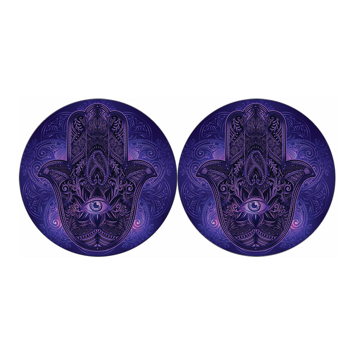 Purple Hamsa Hand Print Car Coasters