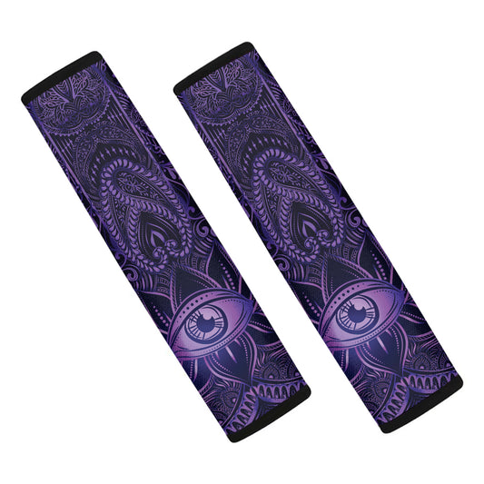 Purple Hamsa Hand Print Car Seat Belt Covers