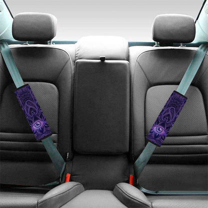 Purple Hamsa Hand Print Car Seat Belt Covers