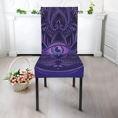Purple Hamsa Hand Print Dining Chair Slipcover