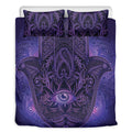 Purple Hamsa Hand Print Duvet Cover Bedding Set