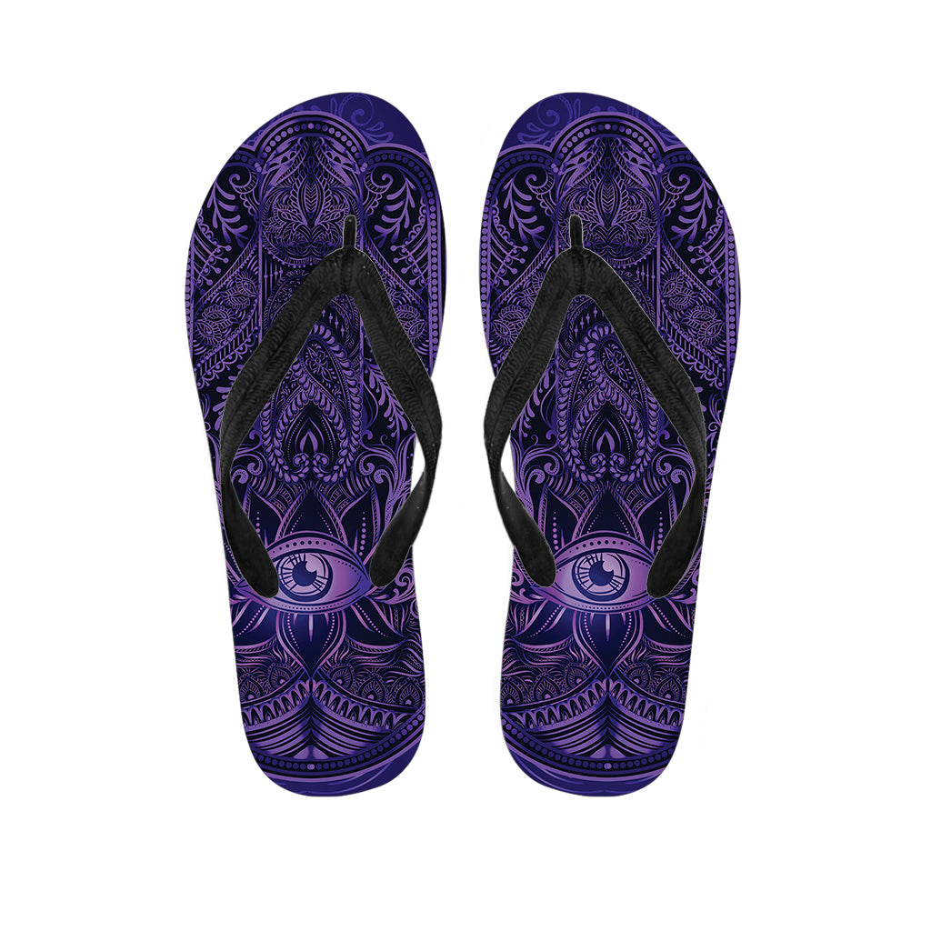 Purple Hamsa Hand Print Flip Flops
