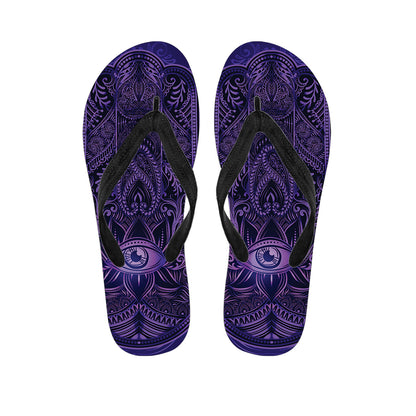 Purple Hamsa Hand Print Flip Flops