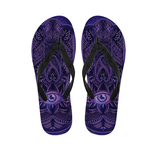 Purple Hamsa Hand Print Flip Flops