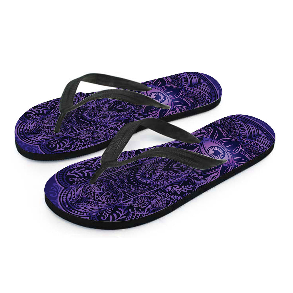 Purple Hamsa Hand Print Flip Flops