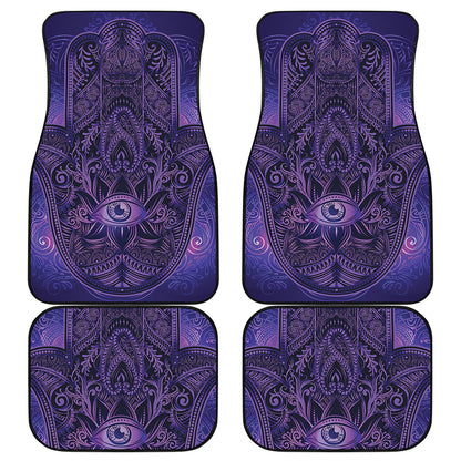 Purple Hamsa Hand Print Front and Back Car Floor Mats