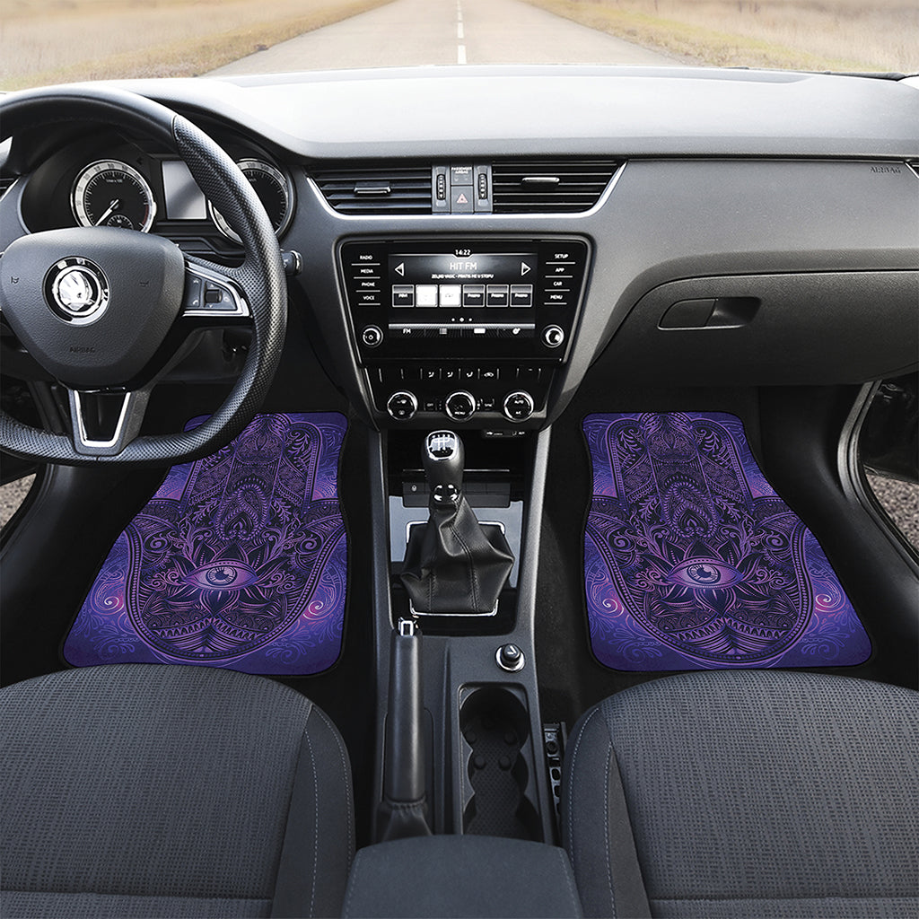 Purple Hamsa Hand Print Front and Back Car Floor Mats