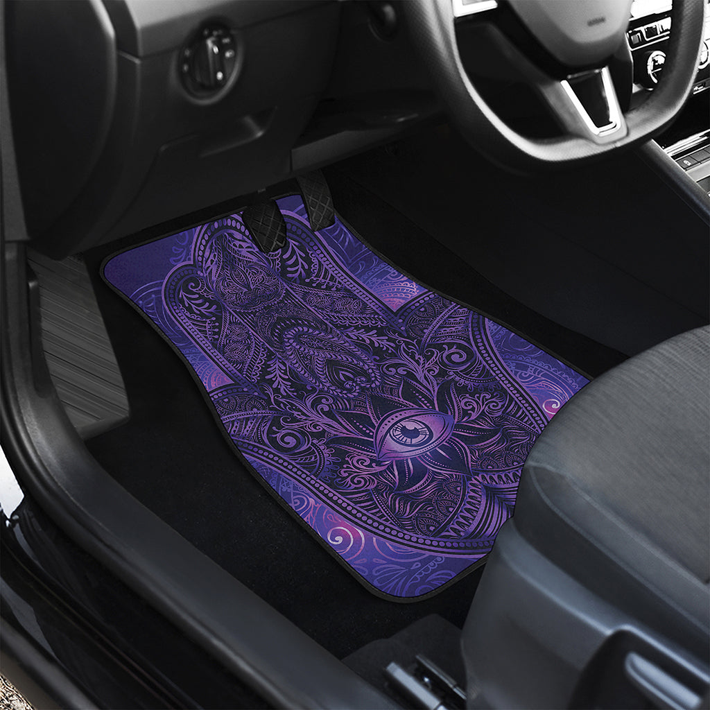 Purple Hamsa Hand Print Front and Back Car Floor Mats
