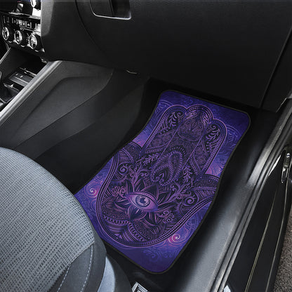 Purple Hamsa Hand Print Front and Back Car Floor Mats