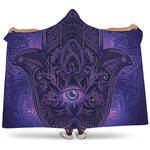 Purple Hamsa Hand Print Hooded Blanket