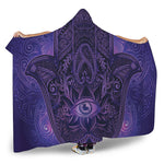 Purple Hamsa Hand Print Hooded Blanket