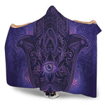 Purple Hamsa Hand Print Hooded Blanket