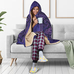 Purple Hamsa Hand Print Hooded Blanket